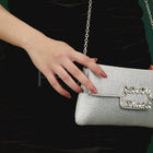 Chic Fiesta Finery Evening Clutch - Silver