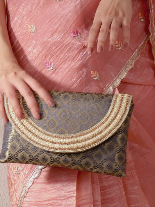 Twilight Gleam Foldover Clutch - Blue