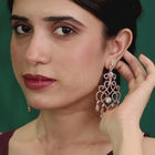 Intricate Filigree CZ Dangle Earrings - Rose Gold